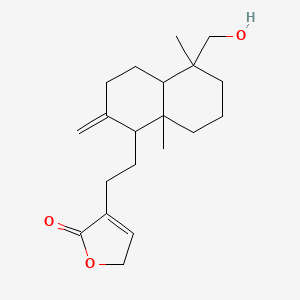 molecular formula C20H30O3 B12317144 4-[2-[5-(hydroxymethyl)-5,8a-dimethyl-2-methylidene-3,4,4a,6,7,8-hexahydro-1H-naphthalen-1-yl]ethyl]-2H-furan-5-one 