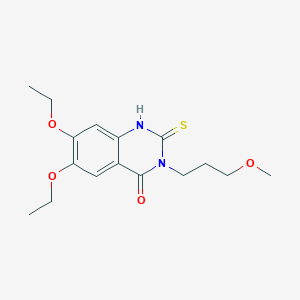 molecular formula C16H22N2O4S B1231715 6,7-二乙氧基-3-(3-甲氧基丙基)-2-硫代亚甲基-1H-喹唑啉-4-酮 
