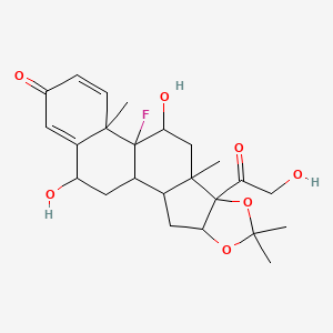 molecular formula C24H31FO7 B12317164 12-Fluoro-11,19-dihydroxy-8-(2-hydroxyacetyl)-6,6,9,13-tetramethyl-5,7-dioxapentacyclo[10.8.0.02,9.04,8.013,18]icosa-14,17-dien-16-one 