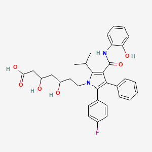 molecular formula C33H35FN2O6 B1231718 (3R,5R)-7-(2-(4-fluorophenyl)-4-(2-hydroxyphenylcarbamoyl)-5-isopropyl-3-phenyl-1H-pyrrol-1-yl)-3,5-dihydroxyheptanoic acid 