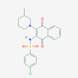 molecular formula C22H21ClN2O4S B1231722 4-chloro-N-[3-(3-methyl-1-piperidinyl)-1,4-dioxo-2-naphthalenyl]benzenesulfonamide 