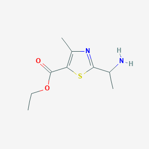 molecular formula C9H14N2O2S B12317226 Ethyl 2-(1-aminoethyl)-4-methyl-1,3-thiazole-5-carboxylate 