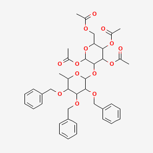 molecular formula C41H48O14 B12317239 [3,4,6-Triacetyloxy-5-[6-methyl-3,4,5-tris(phenylmethoxy)oxan-2-yl]oxyoxan-2-yl]methyl acetate 