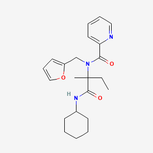 molecular formula C22H29N3O3 B1231725 N-[1-(cyclohexylamino)-2-methyl-1-oxobutan-2-yl]-N-(2-furanylmethyl)-2-pyridinecarboxamide 