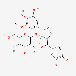 2-[[3-(4-hydroxy-3,5-dimethoxyphenyl)-6-(4-hydroxy-3-methoxyphenyl)-3,4,6,6a-tetrahydro-1H-furo[3,4-c]furan-3a-yl]oxy]-6-(hydroxymethyl)oxane-3,4,5-triol