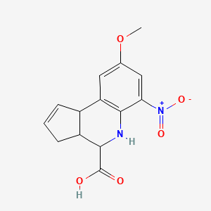 molecular formula C14H14N2O5 B12317272 8-methoxy-6-nitro-3a,4,5,9b-tetrahydro-3H-cyclopenta[c]quinoline-4-carboxylic acid 