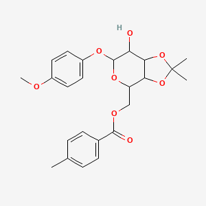 [7-hydroxy-6-(4-methoxyphenoxy)-2,2-dimethyl-tetrahydro-3aH-[1,3]dioxolo[4,5-c]pyran-4-yl]methyl 4-methylbenzoate