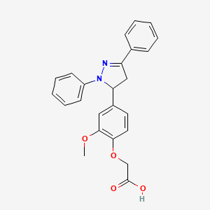 molecular formula C24H22N2O4 B1231734 2-[4-(2,5-Diphenyl-3,4-dihydropyrazol-3-yl)-2-methoxyphenoxy]acetic acid 