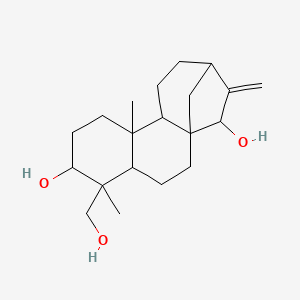 molecular formula C20H32O3 B12317367 5-(Hydroxymethyl)-5,9-dimethyl-14-methylidenetetracyclo[11.2.1.01,10.04,9]hexadecane-6,15-diol 