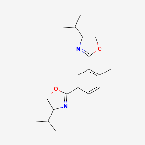 molecular formula C20H28N2O2 B12317475 2-[2,4-Dimethyl-5-(4-propan-2-yl-4,5-dihydro-1,3-oxazol-2-yl)phenyl]-4-propan-2-yl-4,5-dihydro-1,3-oxazole 