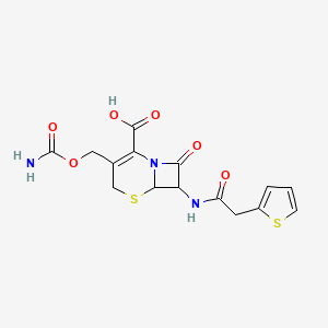 molecular formula C15H15N3O6S2 B12317515 3-(Carbamoyloxymethyl)-8-oxo-7-[(2-thiophen-2-ylacetyl)amino]-5-thia-1-azabicyclo[4.2.0]oct-2-ene-2-carboxylic acid 