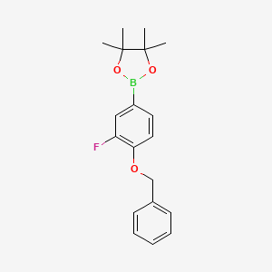 molecular formula C19H22BFO3 B12317537 2-(4-(Benzyloxy)-3-fluorophenyl)-4,4,5,5-tetramethyl-1,3,2-dioxaborolane 