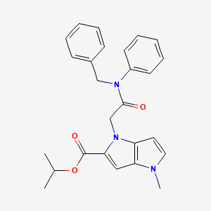 molecular formula C26H27N3O3 B1231754 1-methyl-4-[2-oxo-2-(N-(phenylmethyl)anilino)ethyl]-5-pyrrolo[3,2-b]pyrrolecarboxylic acid propan-2-yl ester 
