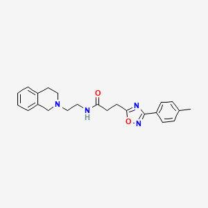 molecular formula C23H26N4O2 B1231760 N-[2-(3,4-dihydro-1H-isoquinolin-2-yl)ethyl]-3-[3-(4-methylphenyl)-1,2,4-oxadiazol-5-yl]propanamide 