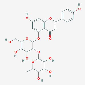 molecular formula C27H30O14 B12317617 5-[[2-O-(6-Deoxy-alpha-L-mannopyranosyl)-beta-D-glucopyranosyl]oxy]-7-hydroxy-2-(4-hydroxyphenyl)-4H-1-benzopyran-4-one 