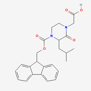 molecular formula C25H28N2O5 B12317670 2-[4-(9H-fluoren-9-ylmethoxycarbonyl)-3-(2-methylpropyl)-2-oxopiperazin-1-yl]acetic acid 