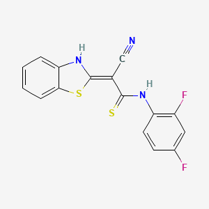 (2Z)-2-(3H-1,3-benzothiazol-2-ylidene)-2-cyano-N-(2,4-difluorophenyl)ethanethioamide