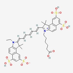 (2E)-2-[(2E,4E,6E)-7-[3-(5-carboxypentyl)-1,1-dimethyl-6,8-disulfobenzo[e]indol-3-ium-2-yl]hepta-2,4,6-trienylidene]-3-ethyl-1,1-dimethyl-6-sulfobenzo[e]indole-8-sulfonate