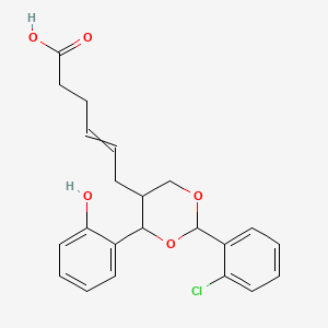 molecular formula C22H23ClO5 B1231777 6-[2-(2-Chlorophenyl)-4-(2-hydroxyphenyl)-1,3-dioxan-5-yl]-4-hexenoic acid 