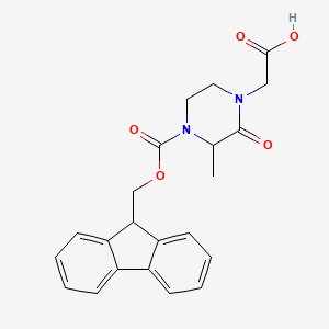 molecular formula C22H22N2O5 B12317799 2-[4-(9H-fluoren-9-ylmethoxycarbonyl)-3-methyl-2-oxopiperazin-1-yl]acetic acid 