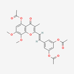 molecular formula C26H24O10 B1231781 (3-Acetyloxy-5-((E)-2-(5-acetyloxy-7,8-dimethoxy-3-methyl-4-oxochromen-2-yl)ethenyl)phenyl)acetate CAS No. 121325-39-1