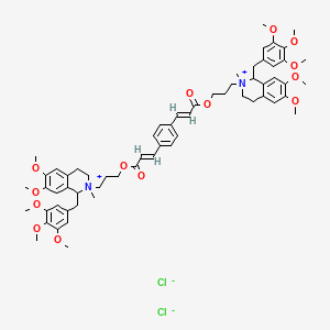 molecular formula C62H78Cl2N2O14 B1231782 Isoquinolinium, 2,2'-(1,4-phenylenebis((1-oxo-2-propene-3,1-diyl)oxy-3,1-propanediyl))bis(1,2,3,4-tetrahydro-6,7-dimethoxy-2-methyl-1-((3,4,5-trimethoxyphenyl)methyl)-, dichloride CAS No. 73909-73-6