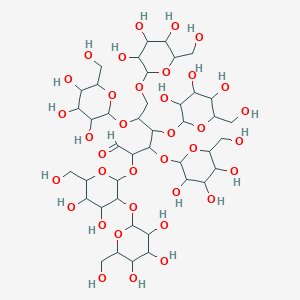 molecular formula C42H72O36 B12317826 2-[4,5-dihydroxy-6-(hydroxymethyl)-3-[3,4,5-trihydroxy-6-(hydroxymethyl)oxan-2-yl]oxyoxan-2-yl]oxy-3,4,5,6-tetrakis[[3,4,5-trihydroxy-6-(hydroxymethyl)oxan-2-yl]oxy]hexanal 