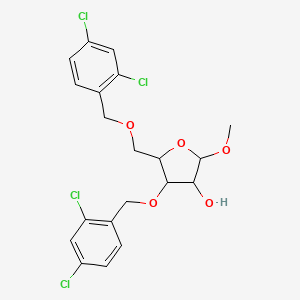 molecular formula C20H20Cl4O5 B12317909 4-[(2,4-Dichlorophenyl)methoxy]-5-[(2,4-dichlorophenyl)methoxymethyl]-2-methoxyoxolan-3-ol 