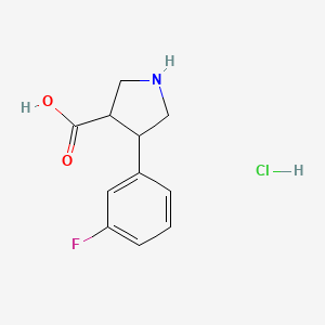 molecular formula C11H13ClFNO2 B12317957 (+/-)-trans-4-(3-Fluoro-phenyl)-pyrrolidine-3-carboxylic acid hydrochloride 