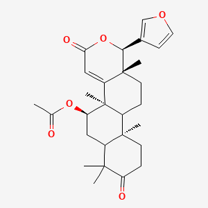 molecular formula C28H36O6 B1231801 acetic acid [(1R,4bR,5R,10aR,12aR)-1-(3-furanyl)-4b,7,7,10a,12a-pentamethyl-3,8-dioxo-5,6,6a,9,10,10b,11,12-octahydro-1H-naphtho[2,1-f][2]benzopyran-5-yl] ester 