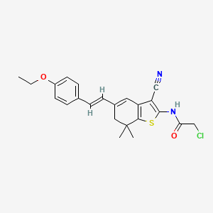 2-chloro-N-{3-cyano-5-[2-(4-ethoxyphenyl)ethenyl]-7,7-dimethyl-6,7-dihydro-1-benzothiophen-2-yl}acetamide