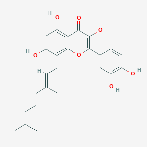 molecular formula C26H28O7 B12318067 5,7,3',4'-Tetrahydroxy-3-methoxy-8-geranylflavone 