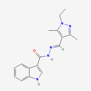 molecular formula C17H19N5O B1231807 N'-[(1-ethyl-3,5-dimethyl-1H-pyrazol-4-yl)methylene]-1H-indole-3-carbohydrazide 