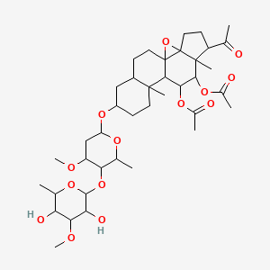 molecular formula C39H60O14 B12318075 [6-Acetyl-8-acetyloxy-14-[5-(3,5-dihydroxy-4-methoxy-6-methyloxan-2-yl)oxy-4-methoxy-6-methyloxan-2-yl]oxy-7,11-dimethyl-2-oxapentacyclo[8.8.0.01,3.03,7.011,16]octadecan-9-yl] acetate 