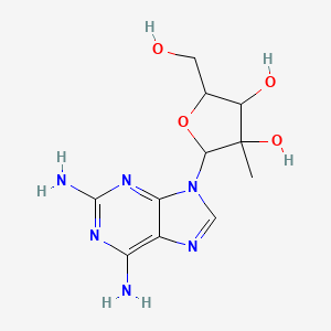 molecular formula C11H16N6O4 B12318080 2-(2,6-Diaminopurin-9-yl)-5-(hydroxymethyl)-3-methyloxolane-3,4-diol 