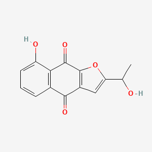 molecular formula C14H10O5 B1231809 8-Hydroxy-2-(1'-hydroxyethyl)naphtho-[2,3-b]-furan-4,9-dione CAS No. 123049-14-9