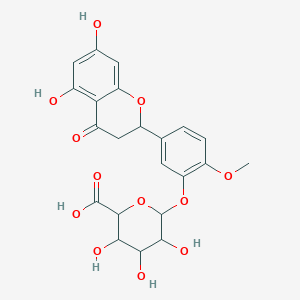 molecular formula C22H22O12 B12318239 6-[5-(5,7-Dihydroxy-4-oxo-2,3-dihydrochromen-2-yl)-2-methoxyphenoxy]-3,4,5-trihydroxyoxane-2-carboxylic acid 