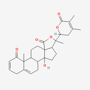 molecular formula C28H34O6 B12318258 6-(4,5-dimethyl-6-oxo-2,3-dihydropyran-2-yl)-2-hydroxy-6,13-dimethyl-7-oxapentacyclo[10.8.0.02,9.05,9.013,18]icosa-15,18-diene-8,14-dione 