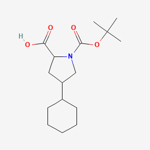 molecular formula C16H27NO4 B12318265 1-[(Tert-butoxy)carbonyl]-4-cyclohexylpyrrolidine-2-carboxylic acid 