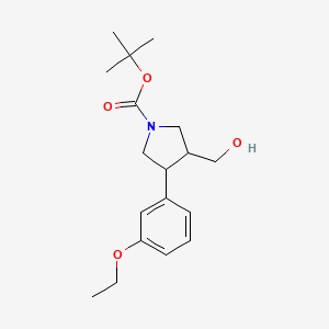 molecular formula C18H27NO4 B12318400 Tert-butyl 3-(3-ethoxyphenyl)-4-(hydroxymethyl)pyrrolidine-1-carboxylate 