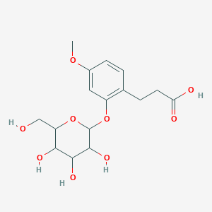 molecular formula C16H22O9 B12318417 3-[4-Methoxy-2-[3,4,5-trihydroxy-6-(hydroxymethyl)oxan-2-yl]oxyphenyl]propanoic acid 