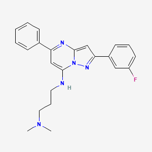 molecular formula C23H24FN5 B1231842 N-[2-(3-fluorophenyl)-5-phenyl-7-pyrazolo[1,5-a]pyrimidinyl]-N',N'-dimethylpropane-1,3-diamine 