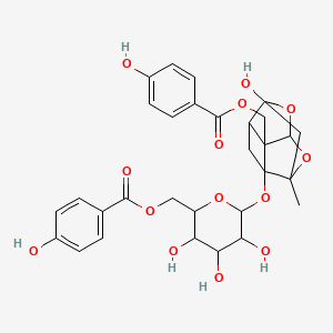 [3,4,5-Trihydroxy-6-[[6-hydroxy-2-[(4-hydroxybenzoyl)oxymethyl]-8-methyl-9,10-dioxatetracyclo[4.3.1.02,5.03,8]decan-3-yl]oxy]oxan-2-yl]methyl 4-hydroxybenzoate