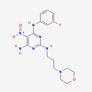 molecular formula C17H22FN7O3 B1231859 N4-(3-fluorophenyl)-N2-[3-(4-morpholinyl)propyl]-5-nitropyrimidine-2,4,6-triamine 