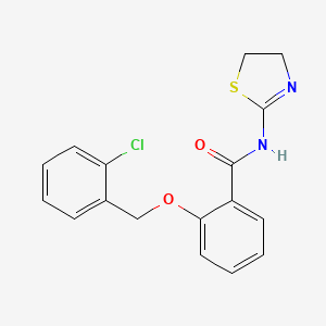molecular formula C17H15ClN2O2S B1231870 2-[(2-chlorophenyl)methoxy]-N-(4,5-dihydrothiazol-2-yl)benzamide 