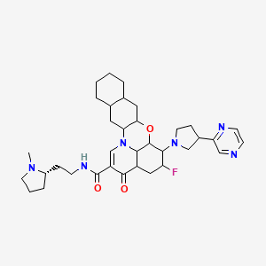 molecular formula C35H49FN6O3 B12318708 15-fluoro-N-[2-[(2S)-1-methylpyrrolidin-2-yl]ethyl]-18-oxo-14-(3-pyrazin-2-ylpyrrolidin-1-yl)-12-oxa-1-azapentacyclo[11.7.1.02,11.04,9.017,21]henicos-19-ene-19-carboxamide 