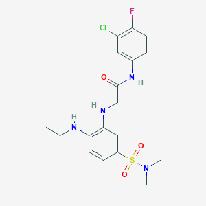 molecular formula C18H22ClFN4O3S B1231871 N-(3-chloro-4-fluorophenyl)-2-[5-(dimethylsulfamoyl)-2-(ethylamino)anilino]acetamide 