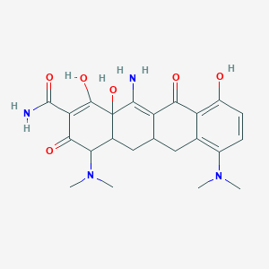 molecular formula C23H28N4O6 B12318755 12-amino-4,7-bis(dimethylamino)-1,10,12a-trihydroxy-3,11-dioxo-4a,5,5a,6-tetrahydro-4H-tetracene-2-carboxamide 