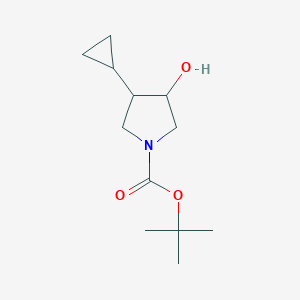 molecular formula C12H21NO3 B12318783 Tert-butyl 3-cyclopropyl-4-hydroxypyrrolidine-1-carboxylate 