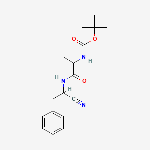 molecular formula C17H23N3O3 B12318814 rel-tert-Butyl((S)-1-(((S)-1-Cyano-2-phenylethyl)amino)-1-oxopropan-2-yl)carbamate 